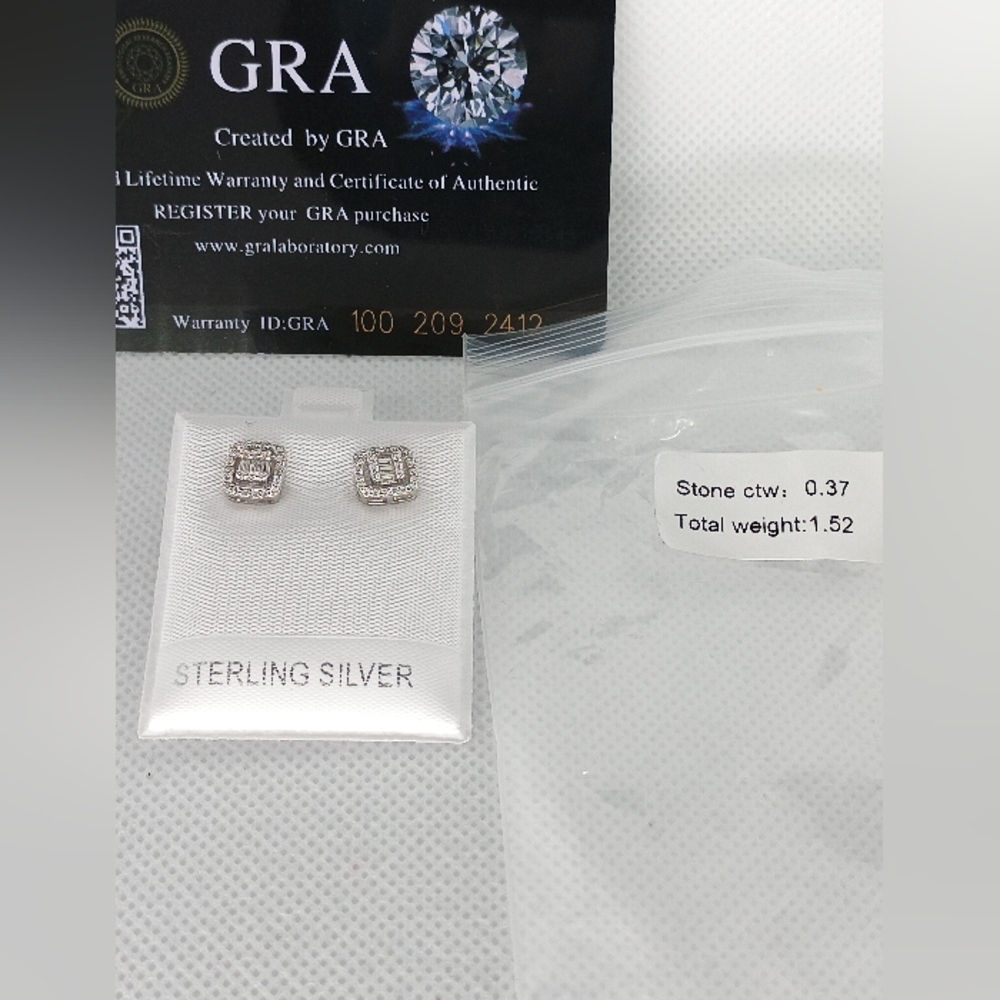 GRA Certified Moissanite Stud Earrings 0.37ctw 925 Sterling Silver